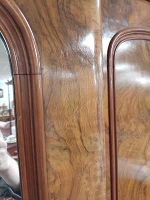 Lot 46 - A Victorian burr walnut breakfront triple wardrobe