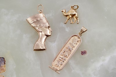 Lot 15 - Egyptian 18ct gold pendants