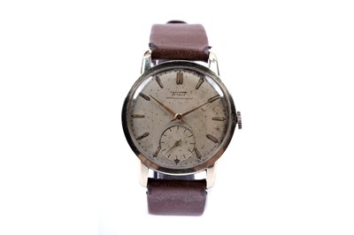 Lot 165 - A 1950s Tissot Antimagnetique 14ct gold cased wristwatch