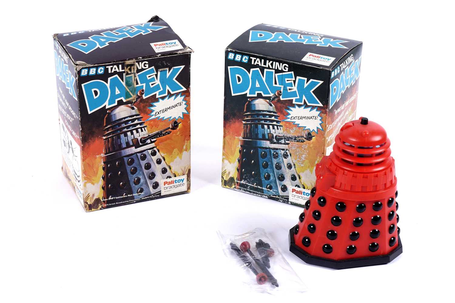 Lot 235 - Two Palitoy Bradgate Talking Daleks