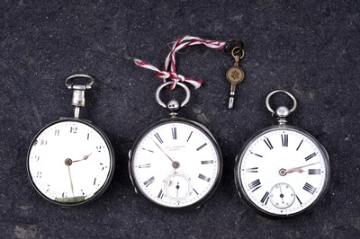 Lot 186 - Three 19th Century silver cased pocket watches