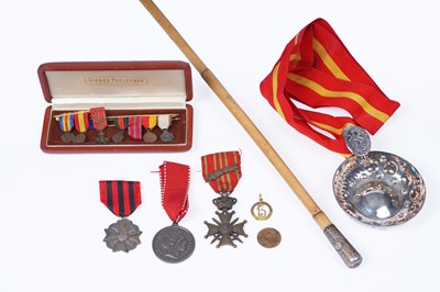 Lot 382 - A Belgium Croix de Guerre and a Belgium Civil Decoration for Long Service; and other items