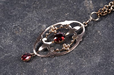 Lot 44 - An Edwardian Gothic Revival 9ct rose gold pendant necklace
