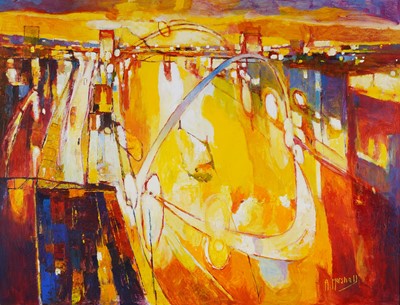 Lot 76 - Anthony Marshall - Bridges over the Tyne | oil