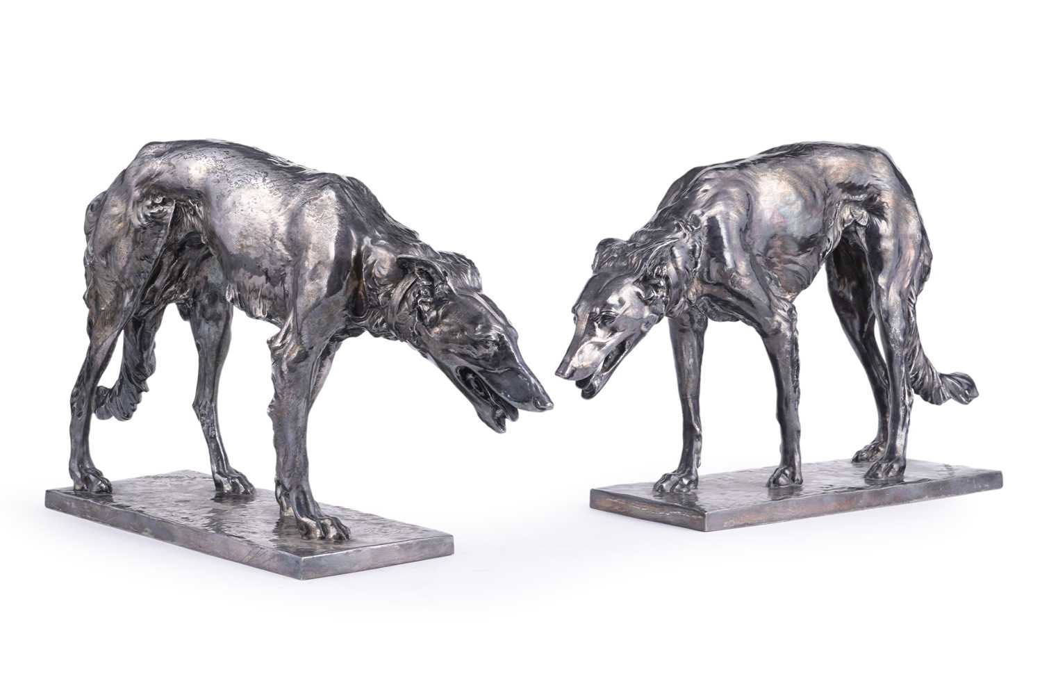 Lot 226 - A pair WMF Silvered bronze Borzoi