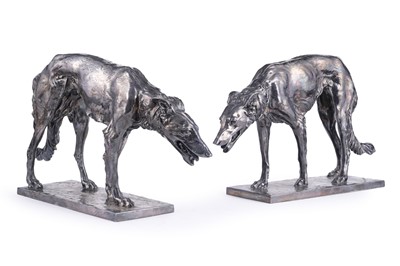 Lot 226 - A pair WMF Silvered bronze Borzoi