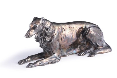 Lot 227 - A silvered spelter Borzoi