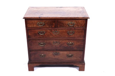Lot 625 - A George II mahogany and fiddle back mahogany chest of drawers
