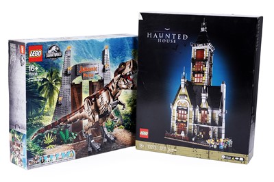 Lot 508 - Lego ‘Jurassic Park: T-Rex Rampage 75936’; and ‘Fairground Collection Haunted House 10273’