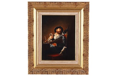 Lot 314 - W.G. Kleijn - Man interrupted by kittens | oil