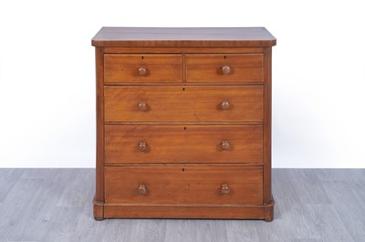 Lot 55 - A Victorian birchwood chest of drawers