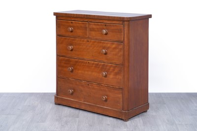 Lot 55 - A Victorian birchwood chest of drawers