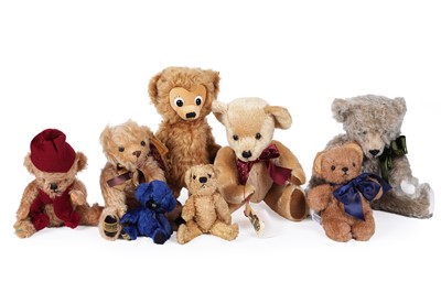 Lot 524 - Eight Merrythought mohair teddy bears