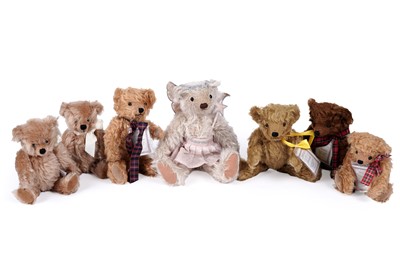 Lot 531 - Five Past Times mohair teddy bears; and two National Trust ‘Jasper’ mohair bears