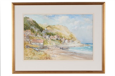 Lot 399 - Thomas Swift Hutton - Staithes and another harbour view | watercolour