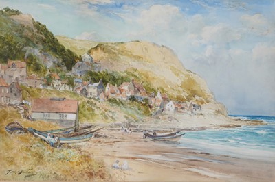 Lot 399 - Thomas Swift Hutton - Staithes and another harbour view | watercolour