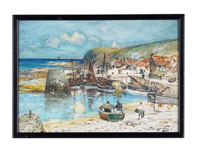Lot 399 - Thomas Swift Hutton - Staithes and another harbour view | watercolour