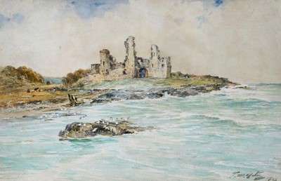 Lot 392 - Thomas Swift Hutton - View of Dunstanburgh Castle | watercolour