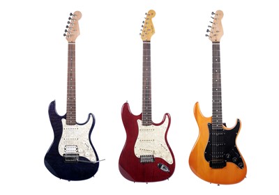 Lot 290 - Three Strat-style guitars