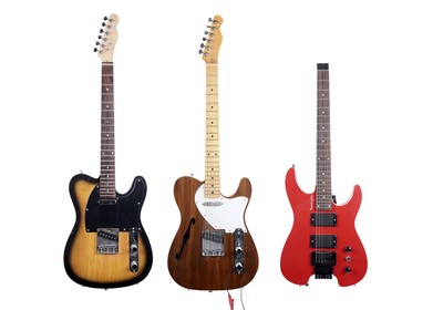 Lot 221 - Two Tele-style guitars; and another