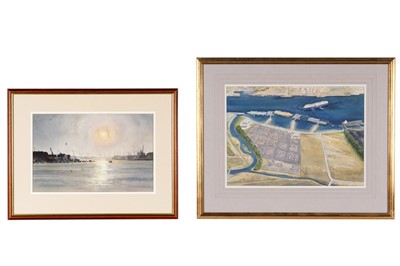 Lot 422 - Alan Reed - Two views of the Port of Tyne | watercolours