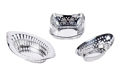 Lot 250 - Three Victorian and Edwardian silver bonbon dishes