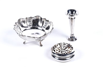 Lot 251 - Edwardian silver flower novelties, including a potpourri pot