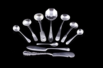 Lot 203 - Georgian and later cruet spoons and butter knives