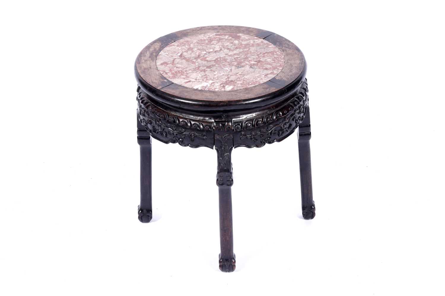 Lot 340 - A late 19th/early 20th Century Chinese carved hardwood jardiniere stand