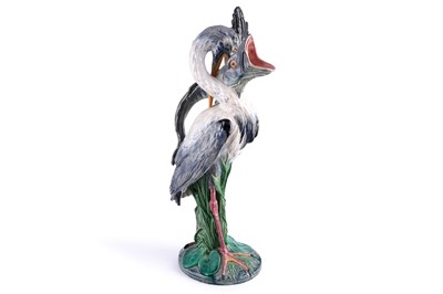 Lot 391 - A Minton Majolica Heron ewer