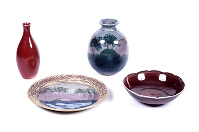 Lot 206 - Syl Macro: studio pottery vase and dish; and other items