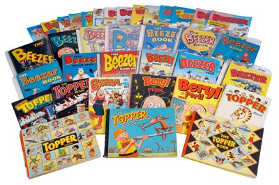 Lot 221 - The Topper, The Beezer and Beryl the Peril annuals and comics