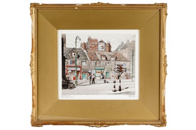 Lot 274 - Fred Jay Girling - Old Houses in Percy Street, 1934 | watercolour