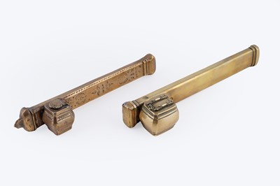 Lot 128 - Two Middle Eastern brass scribes' travelling pen and ink case