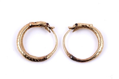 Lot 112 - A pair of 19th Century ouroboros pattern earrings