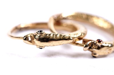 Lot 112 - A pair of 19th Century ouroboros pattern earrings