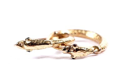 Lot 112 - A pair of 19th Century ouroboros pattern earrings