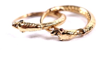 Lot 112 - A pair of 19th Century ouroboros pattern earrings