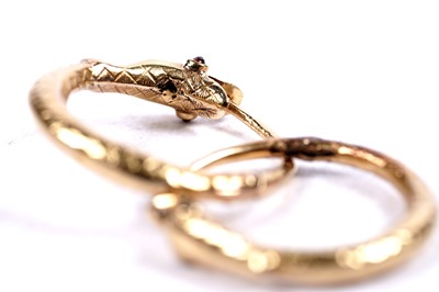 Lot 112 - A pair of 19th Century ouroboros pattern earrings