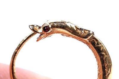 Lot 112 - A pair of 19th Century ouroboros pattern earrings