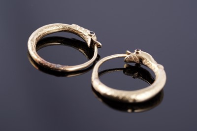 Lot 112 - A pair of 19th Century ouroboros pattern earrings