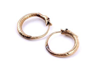 Lot 112 - A pair of 19th Century ouroboros pattern earrings
