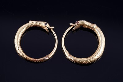 Lot 112 - A pair of 19th Century ouroboros pattern earrings