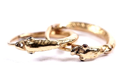 Lot 112 - A pair of 19th Century ouroboros pattern earrings