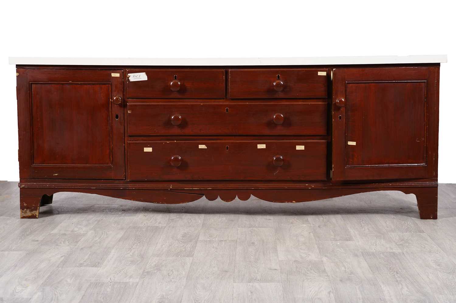Lot 35 - A late 19th/early 20th Century stained pine dresser base