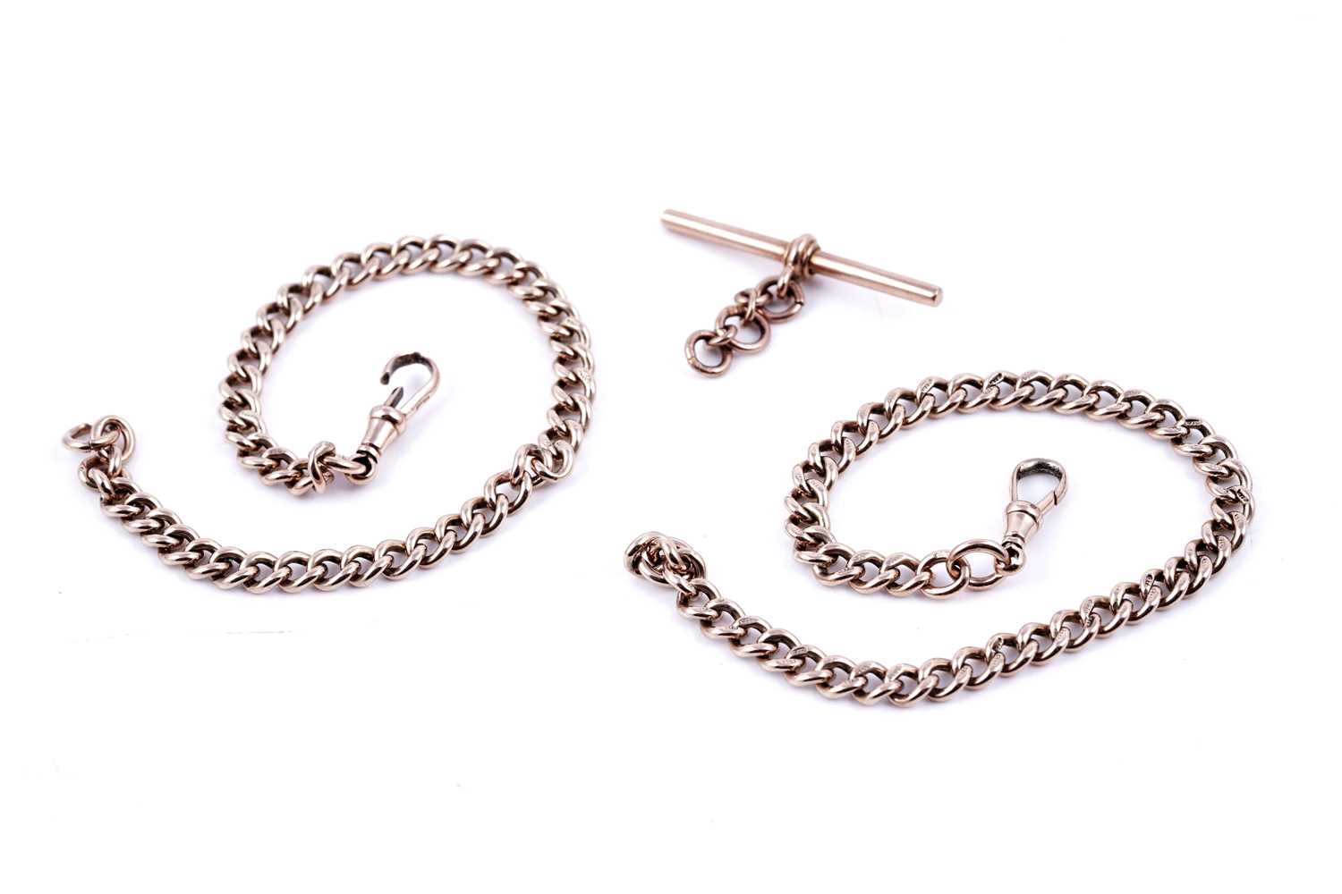 Lot 61 - An early 20th Century 9ct rose gold double "Albert" watch chain