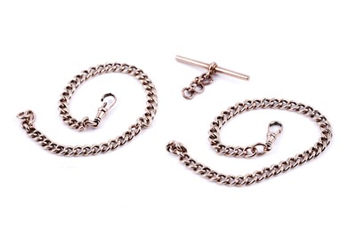 Lot 61 - An early 20th Century 9ct rose gold double "Albert" watch chain