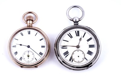 Lot 185 - A Victorian silver cased pocket watch; and a gold plated pocket watch