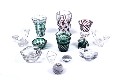 Lot 230 - A collection of mid-20th Century Val St. Lambert flash-cut overlay glassware; and others