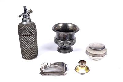 Lot 250 - An onyx powder puff; and other silver-plate